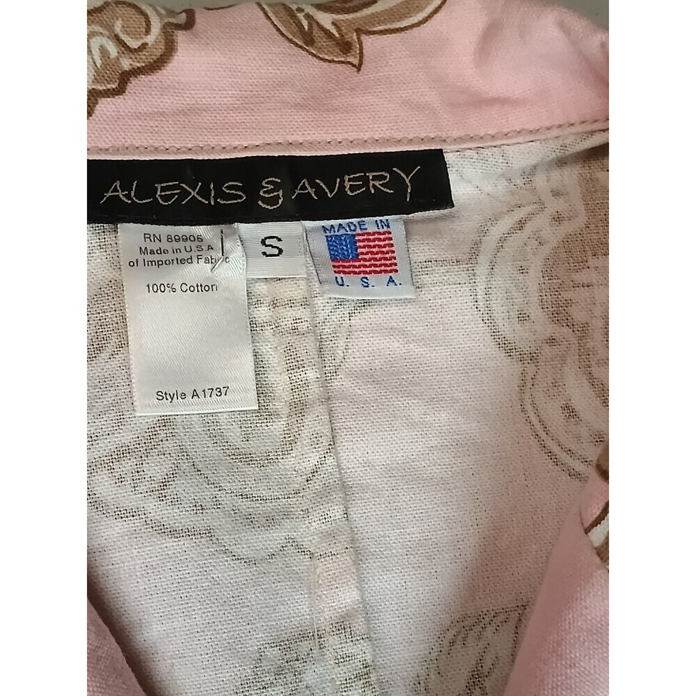 Alexis & Avery Pink Floral Paisley Blazer Jacket Small Cotton Made in USA - Picture 11 of 15